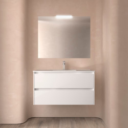 Ensemble Salle De Bains Noja 100 2 Tiroirs White Gloss - SALGAR 106160 