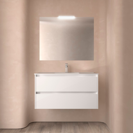 Ensemble Salle De Bains Noja 100 2 Tiroirs White Gloss - SALGAR 106160 