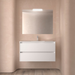 Ensemble Salle De Bains Noja 100 2 Tiroirs White Satin - SALGAR 106161 