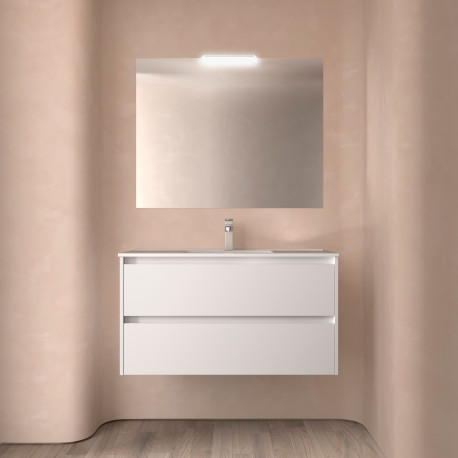 Ensemble Salle De Bains Noja 100 2 Tiroirs White Satin - SALGAR 106161 