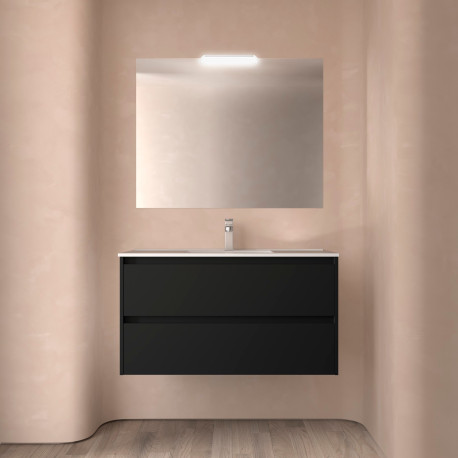 Ensemble Salle De Bains Noja 100 2 Tiroirs Black Satin - SALGAR 106162 