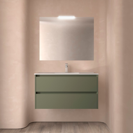 Ensemble Salle De Bains Noja 100 2 Tiroirs Green Satin - SALGAR 106164 
