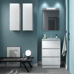 Ensemble Salle De Bains Noja 60 3 Tiroirs White Gloss - SALGAR 106241 