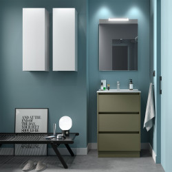 Ensemble Salle De Bains Noja 60 3 Tiroirs Green Satin - SALGAR 106245 