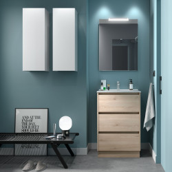 Ensemble Salle De Bains Noja 60 3 Tiroirs Chêne Naturel - SALGAR 106247 