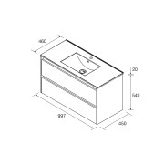 Meuble salle de bains et plan de vasque 100cm 2 tiroirs Blanc Brillant NOJA - SALGAR 106160