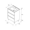 Ensemble Salle De Bains Noja 60 3 Tiroirs White Gloss - SALGAR 106241 