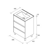 Meuble salle de bains et plan de vasque 60cm 3 tiroirs Chêne Naturel NOJA - SALGAR 106247