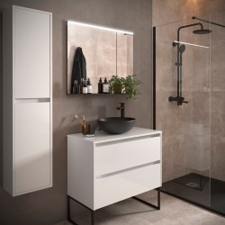 Ensemble Salle De Bains Noja 80 2 Tiroirs Blanc Brillant - SALGAR 105471 