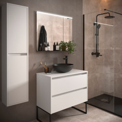 Ensemble Salle De Bains Noja 80 2 Tiroirs White Satin - SALGAR 105472 