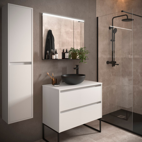 Ensemble Salle De Bains Noja 80 2 Tiroirs White Satin - SALGAR 105472 
