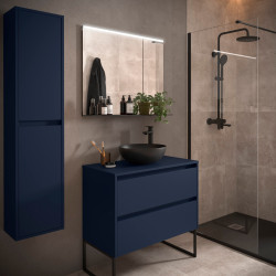 Ensemble Salle De Bains Noja 80 2 Tiroirs Blue Satin - SALGAR 105474 