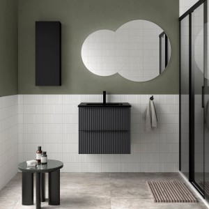 Meuble Salle De Bain Biba 600 2 Tiroirs Anthracite Mat 598 X 540 X 450 Mm - SALGAR 113826 