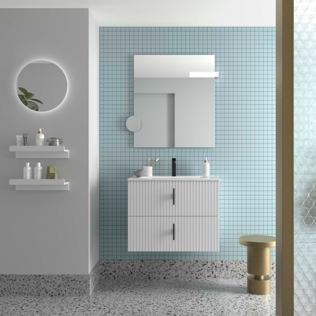 Meuble Salle De Bain Biba 700 2 Tiroirs White Cotton 698 X 540 X 450 Mm - SALGAR 113829 