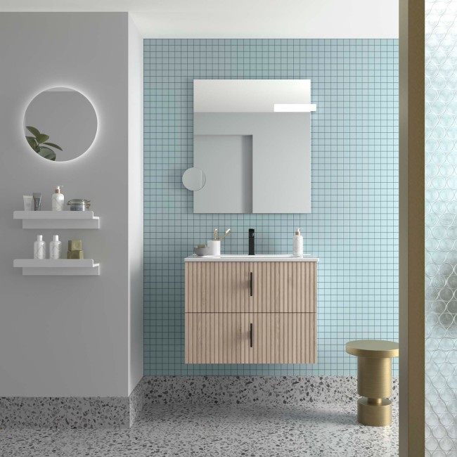 Meuble Salle De Bain Biba 700 2 Tiroirs Natural 698 X 540 X 450 Mm - SALGAR 113830 