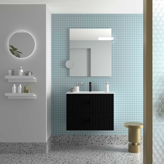 Meuble Salle De Bain Biba 700 2 Tiroirs Black Velvet 698 X 540 X 450 Mm - SALGAR 113831 