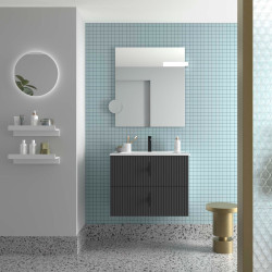 Meuble Salle De Bain Biba 700 2 Tiroirs Anthracite Mat 698 X 540 X 450 Mm - SALGAR 113837 
