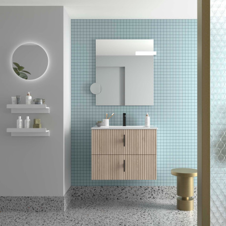 Meuble Salle De Bain Biba 700 2 Tiroirs Natural 698 X 540 X 450 Mm - SALGAR 113830 