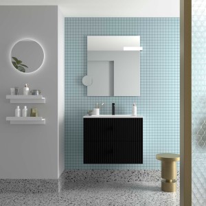 Meuble Salle De Bain Biba 700 2 Tiroirs Black Velvet 698 X 540 X 450 Mm - SALGAR 113831 