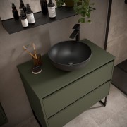 Meuble salle de bains et plan de toilette 80cm 2 tiroirs Green Satin NOJA - SALGAR 105475