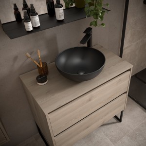 Meuble salle de bains et plan de toilette 80cm 2 tiroirs Chêne Naturel NOJA - SALGAR 105477