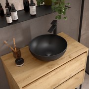 Meuble salle de bains et plan de toilette 80cm 2 tiroirs Chêne Africain NOJA - SALGAR 105478