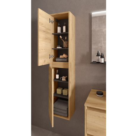 Meuble salle de bains et plan de toilette 80cm 2 tiroirs Chêne Africain NOJA - SALGAR 105478