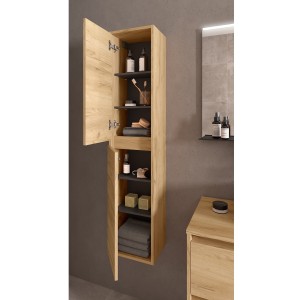 Meuble salle de bains et plan de toilette 80cm 2 tiroirs Chêne Africain NOJA - SALGAR 105478