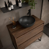 Meuble salle de bains et plan de toilette 80cm 2 tiroirs Noyer Maya NOJA - SALGAR 105479