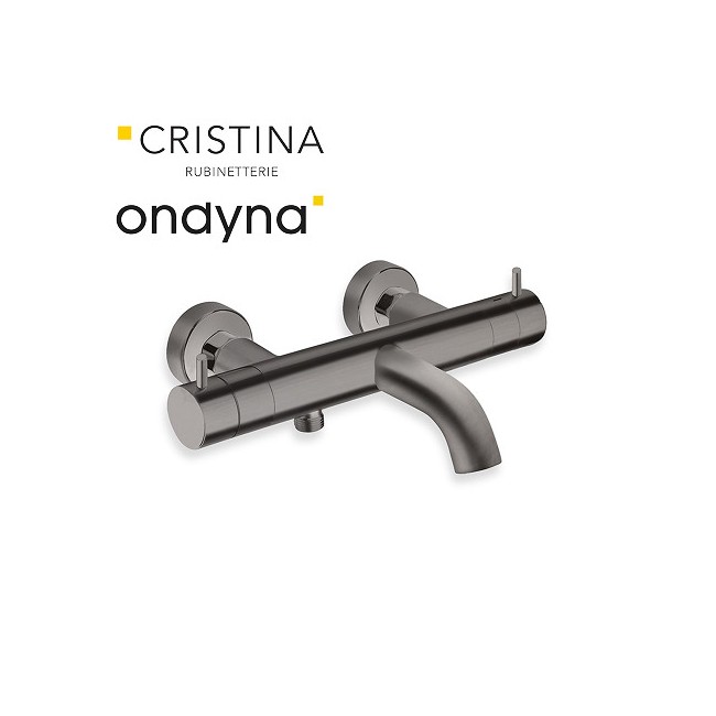 Bain douche thermostatique chrome noir brosse - CRISTINA ONDYNA TV15775 