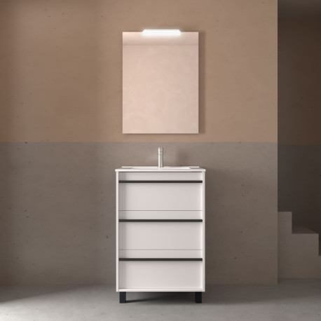 Ensemble Salle De Bains Attila 60 3 Tiroirs White Satin - SALGAR 105204 