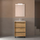 Meuble salle de bains 60cm 3 tiroirs Chêne Africain ATTILA - SALGAR 105210