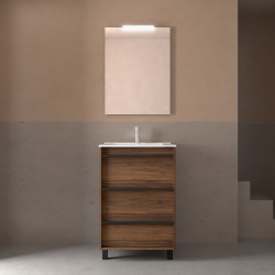 Meuble salle de bains 60cm 3 tiroirs Noyer Maya ATTILA - SALGAR 105211