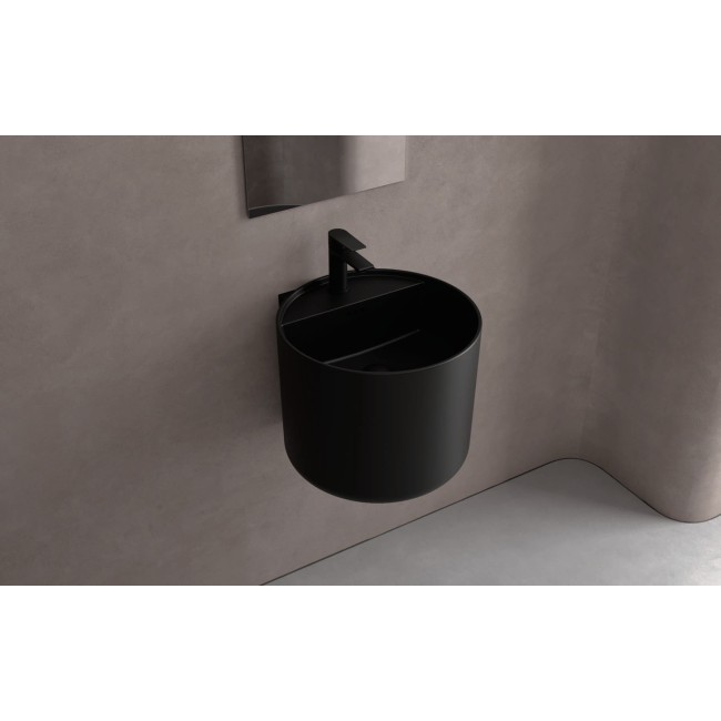 Lavabo Suspendu Monolith Round Noir Mat Diam. 450 X 380 Mm - SALGAR 114526 