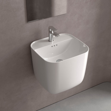 Lavabo Suspendu Monolith Square Blanc Brillant 400 X 420 X 400 Mm - SALGAR 114523 