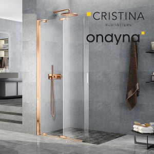 Façade externe triverde douche murale 2sorties or rose brosse - CRISTINA ONDYNA TV60234P 