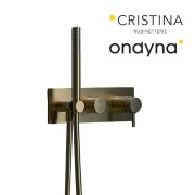 Façade externe triverde douche murale 2sorties chrome noir brosse - CRISTINA ONDYNA TV60275 