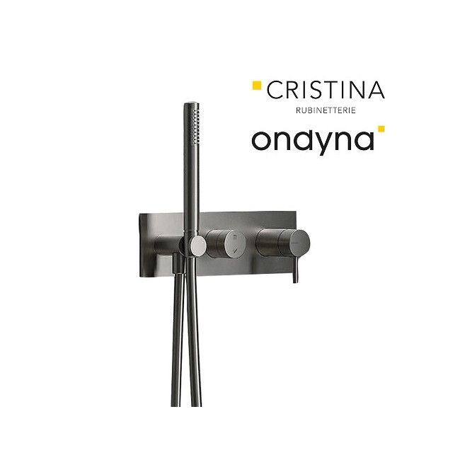 Façade externe triverde douche murale 2sorties metal brosse - CRISTINA ONDYNA TV60277 