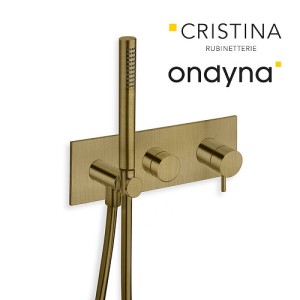 Façade externe triverde douche murale 2 sorties vx bron mat - CRISTINA ONDYNA TV60293 