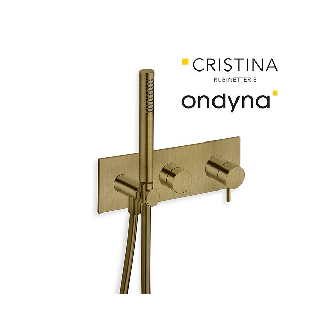 Façade externe triverde douche murale 2 sorties vx bron mat - CRISTINA ONDYNA TV60293 