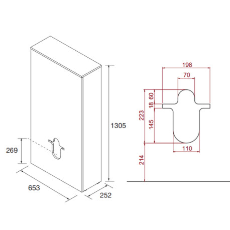 Habillage Bâti-Support pour WC suspendu Chêne africain NOJA - SALGAR 106295