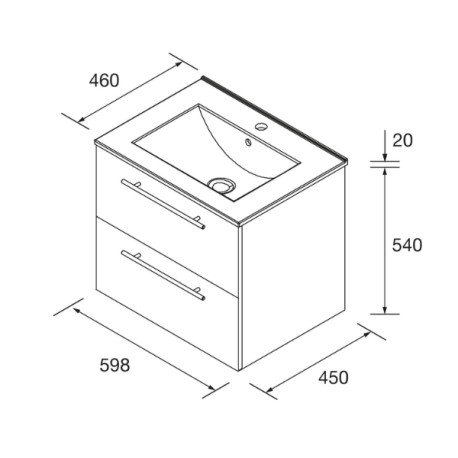 Ensemble salle de bain 2 Tiroirs Silane 600 Noyer Maya - SALGAR 113585