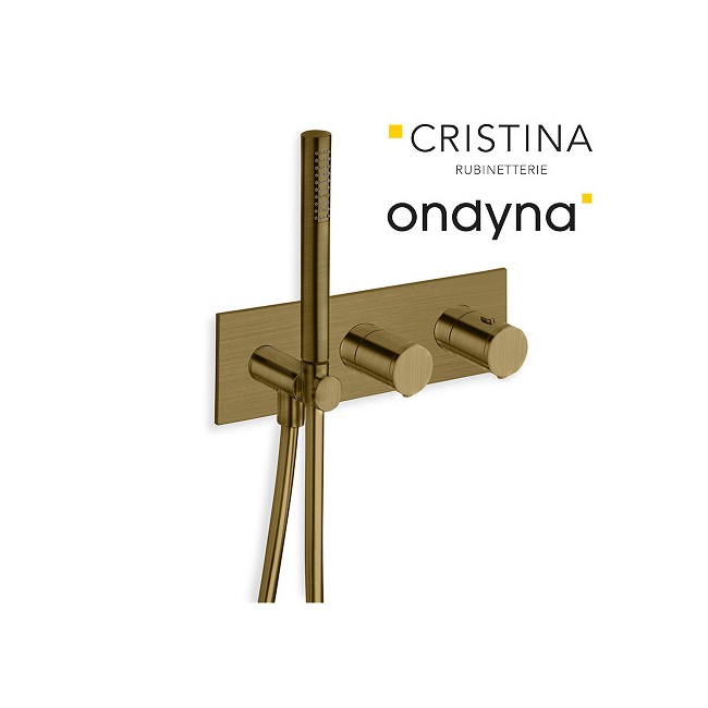 Façade douche thermostatique 3 sorties vieux bronze mat - CRISTINA - CRISTINA ONDYNA TV70293 
