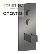 Façade Thermo Twist thermostatique 2 sorties Métal Brossé Quadri - CRISTINA ONDYNA XQ62277