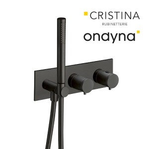Façade douche thermostatique 3 sorties black mat - CRISTINA ONDYNA TV70313 