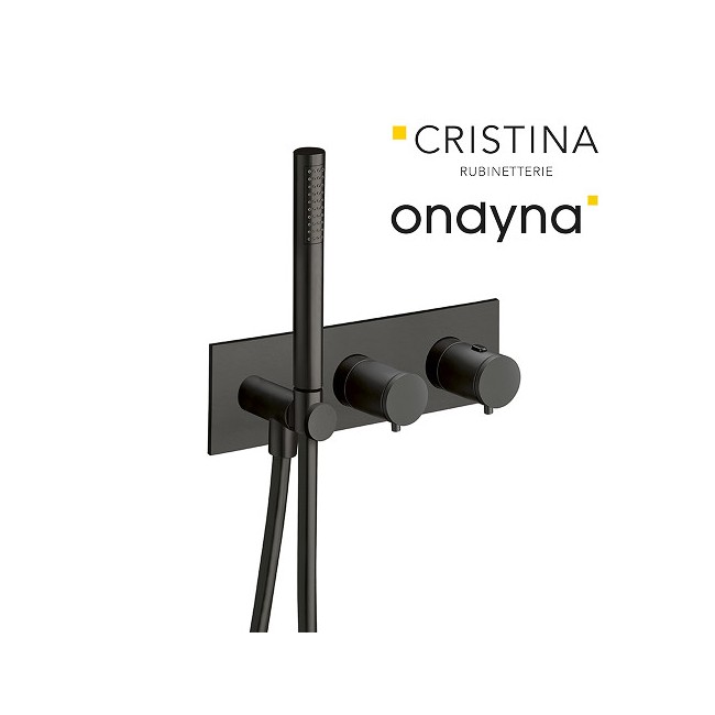 Façade douche thermostatique 3 sorties black mat - CRISTINA ONDYNA TV70313 