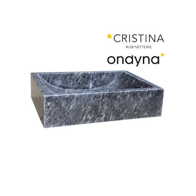 Vasque en pierre rectangulaire 80/45/10 cm noir marbré - CRISTINA ONDYNA UC318007 