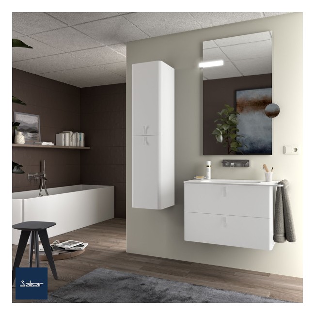 Meuble de salle de bain 2 tiroirs UNIIQ 800 blanc mat - SALGAR 96620