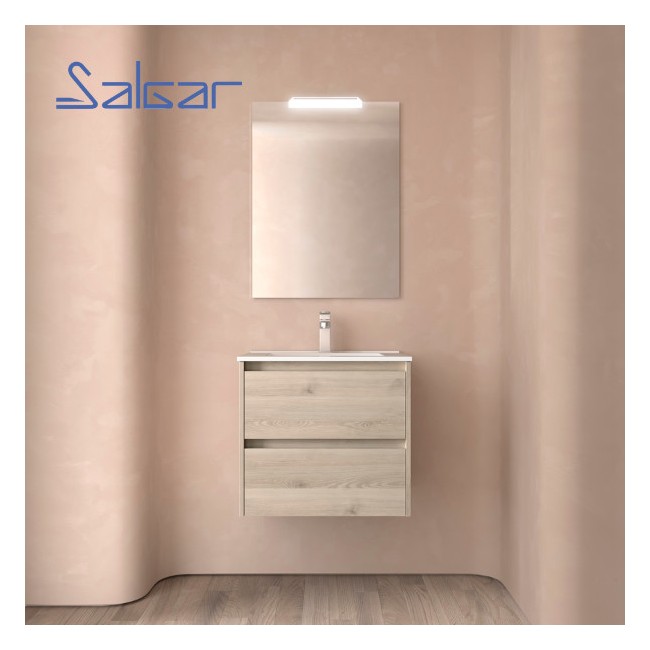 Meuble et vasque de salle de bain Noja 600 Chêne Naturel - SALGAR 106112