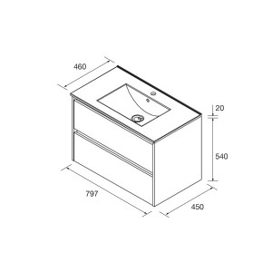 Meuble et vasque de salle de bain Noja 800 White Satin - SALGAR 106125